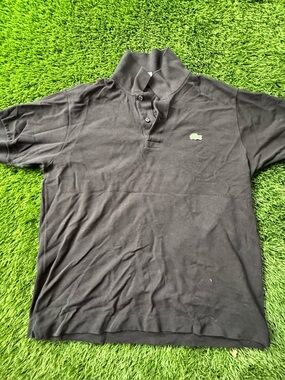 Lacoste Black Men's Polo with Green Crocodile Logo